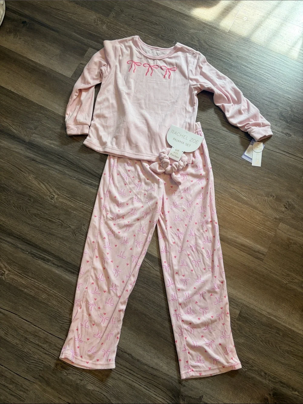 Rachel Zoe Light Pink Girls' Pajama Set with Bow Accents Size 8 NWT